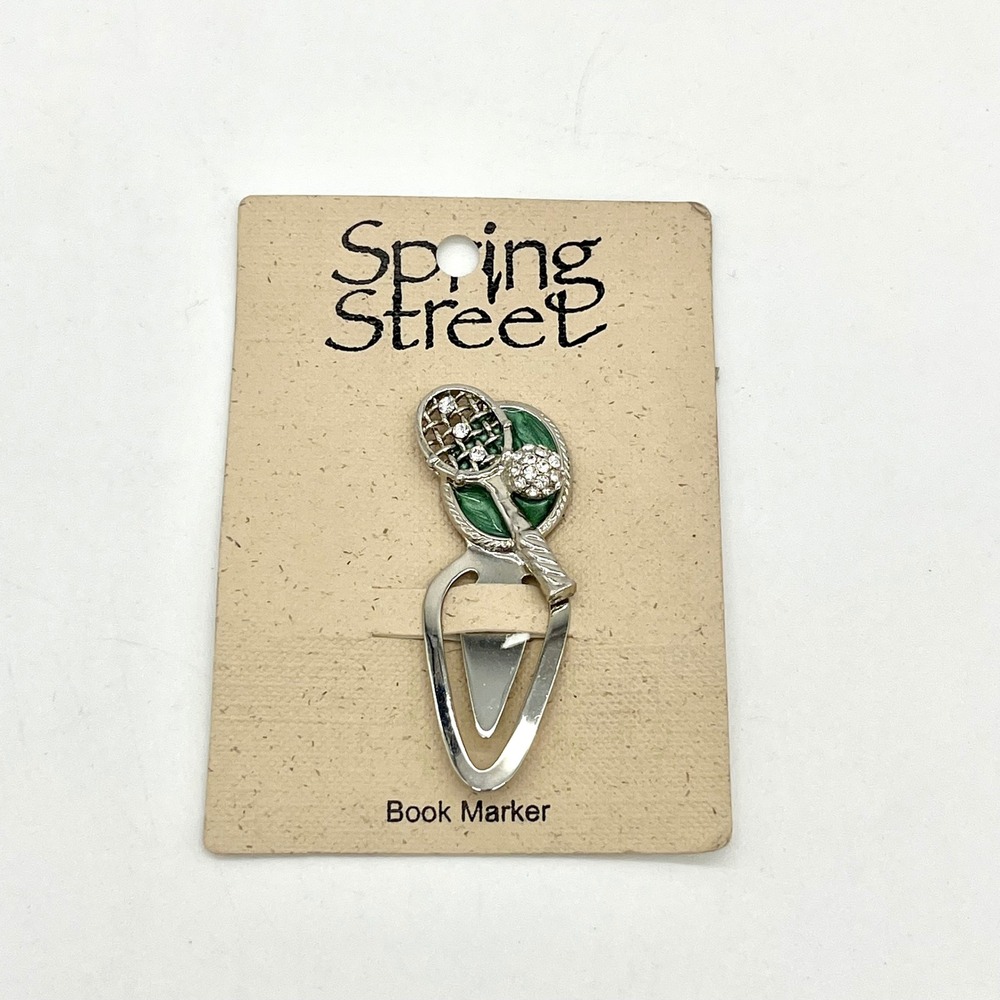 Spring Street Tennis Racket Book Marker Silver Tone Novelty Gift